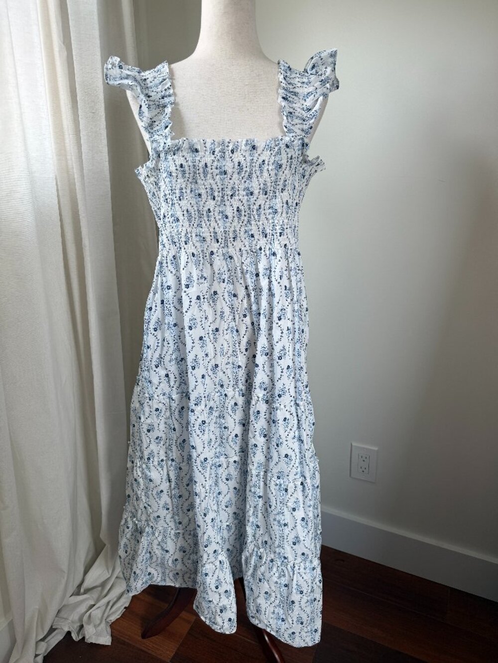 Hill House Home Nap Dress XXL Blue Floral Cotton Maxi Dress worn once - Picture 2 of 8